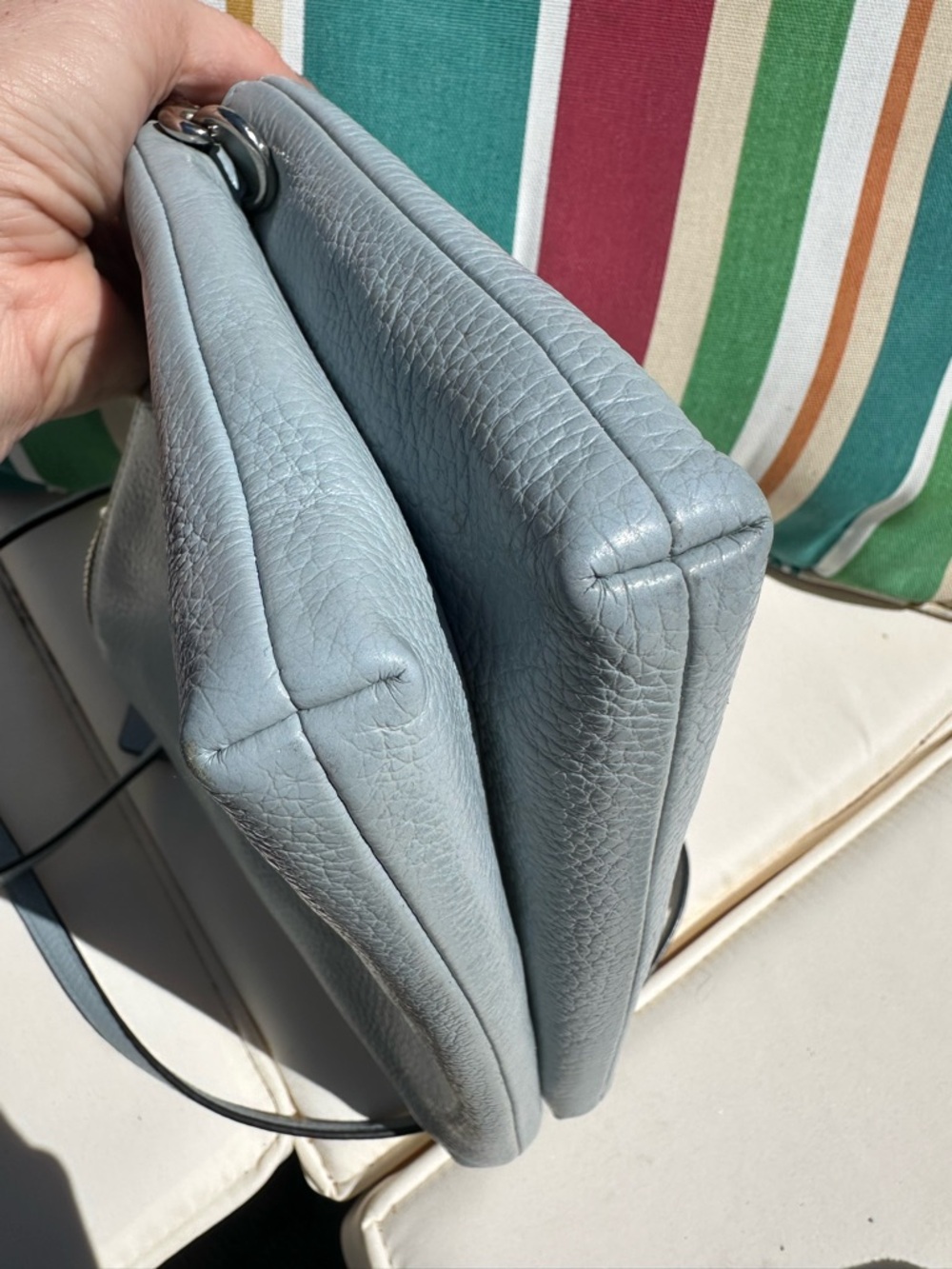 Coach Light Blue Pebbled Leather Crossbody Bag with Silver Hardware - Picture 8 of 9